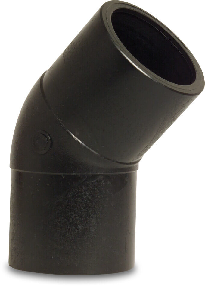 Profec Elbow 45° PE100 180 mm spigot SDR17 6bar 10bar black DVGW